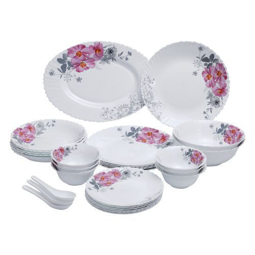 Picture of Royalford Opalware Floral Dinner Set, RF8981, Pink - 33Pcs