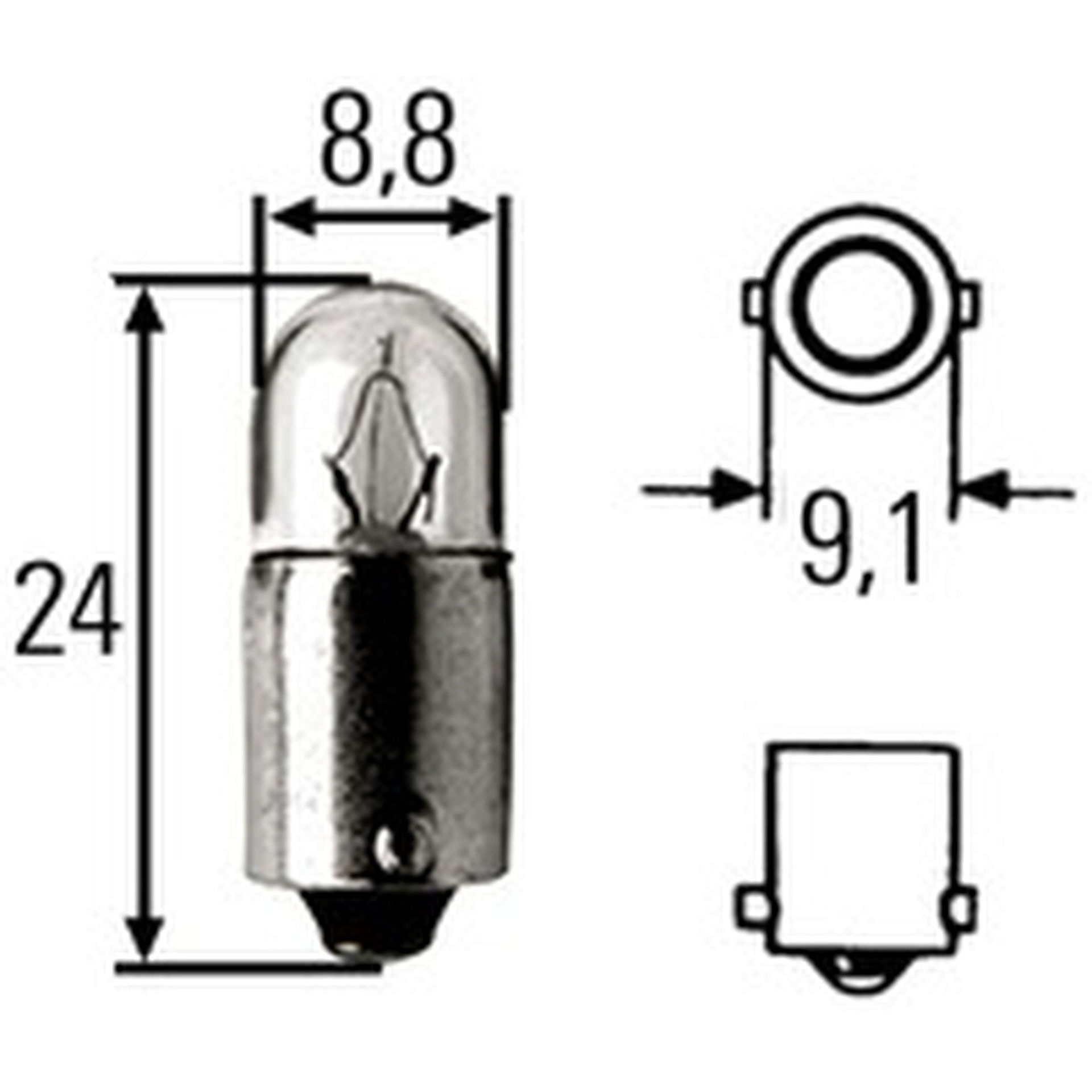 Picture of Hella H-Heavy Duty Bulb, 8GP 002 068-241, 24V, 2W, Box Of 10 Pcs