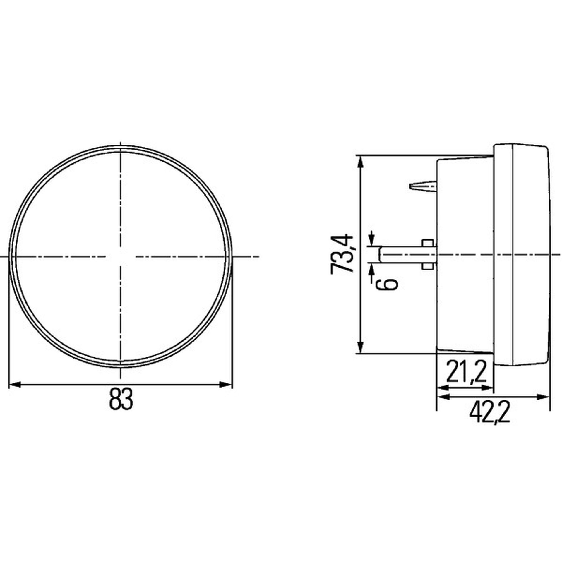 Picture of Hella Round LED Daytime Running Light, 2PT 980 691-601, 12V, White, 2500mm, Front