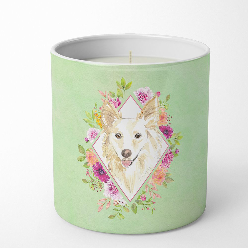 Picture of White Collie Green Flowers Decorative Soy Candle, 295ml, CK4361CDL
