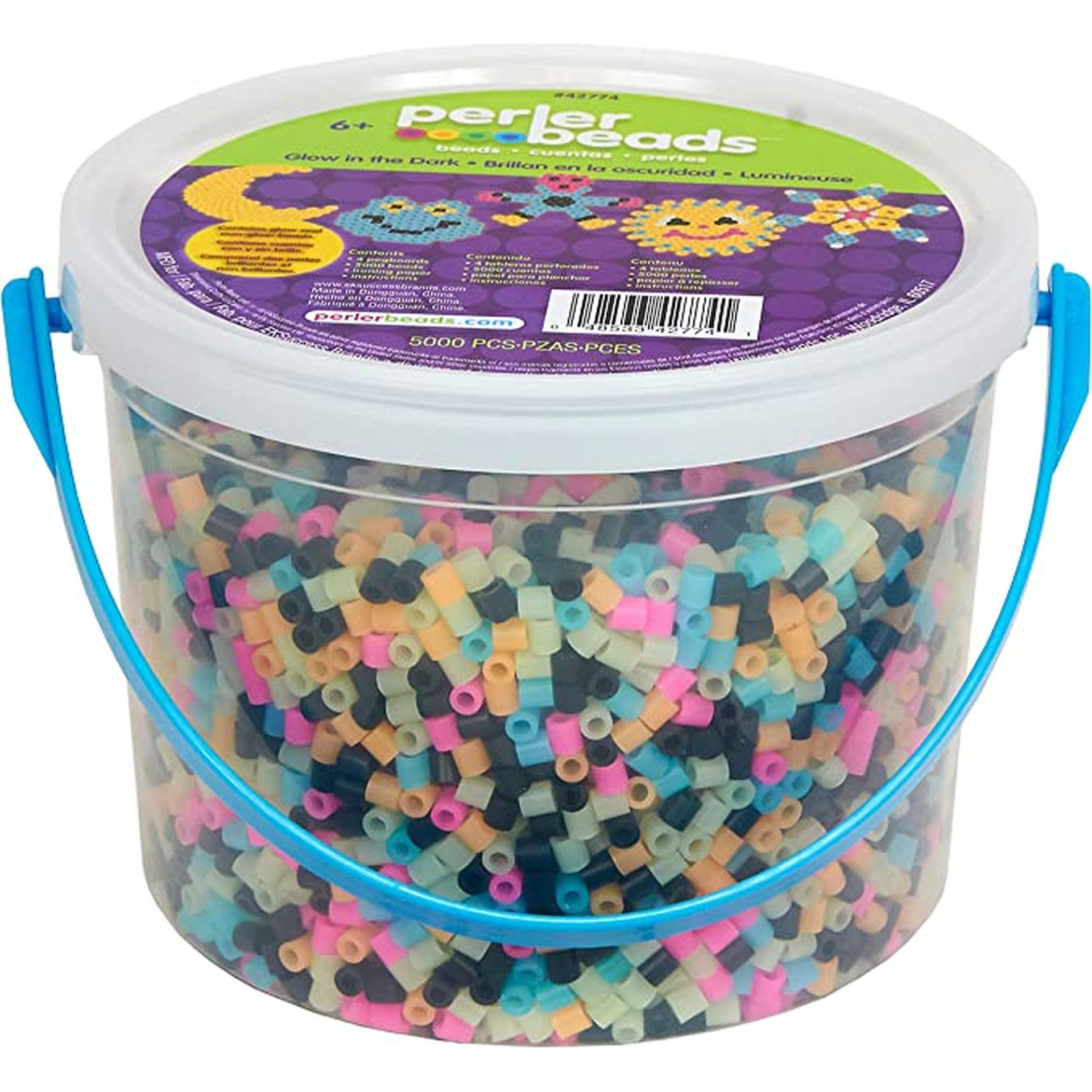 Perler Beads Glow in The Dark Multicolor Fuse Bead Bucket, 5000 Pieces